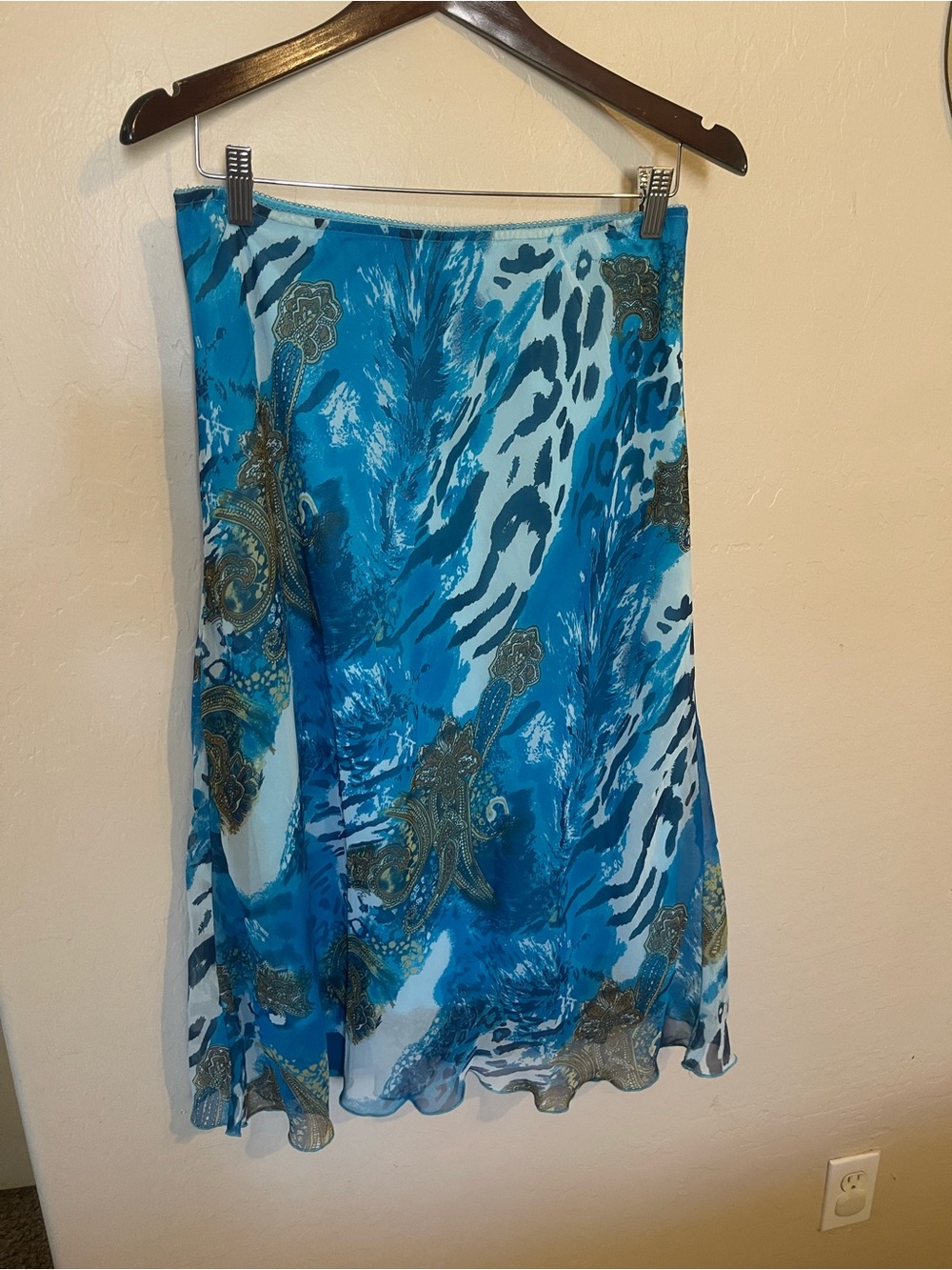 Blue animal print summer skirt